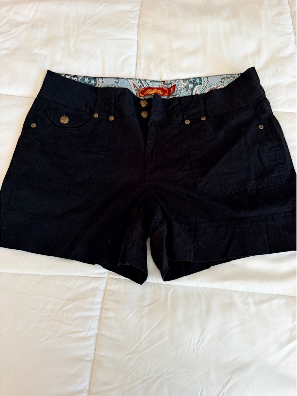 One Jeans Black Corduroy Shorts Size 12